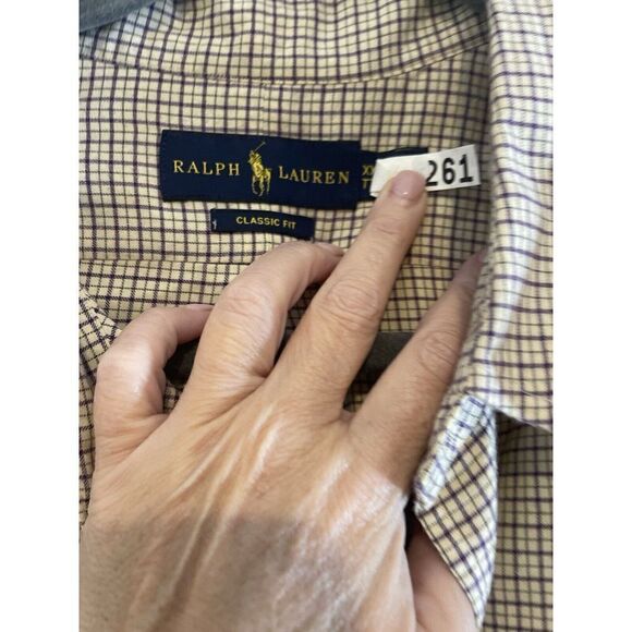 Ralph Lauren Shirt Mens XXL Yellow Purple Plaid  Long Sleeve Button Down Cotton - Picture 2 of 6
